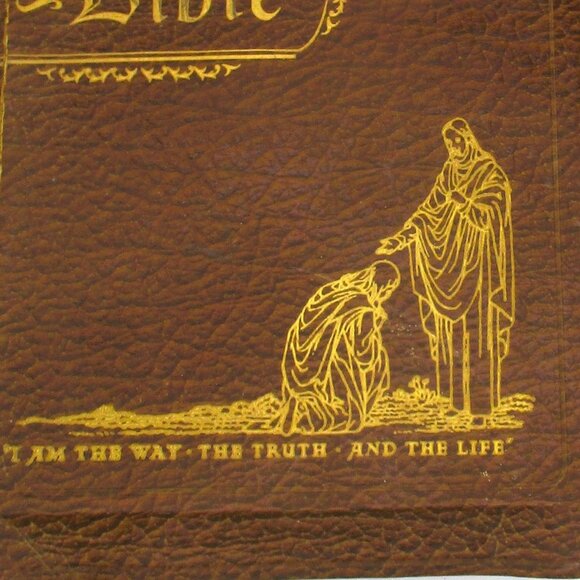 Vintage Holy Bible King James Version Leather Cover 12X8" Illustrated By Old Mas - Picture 2 of 12